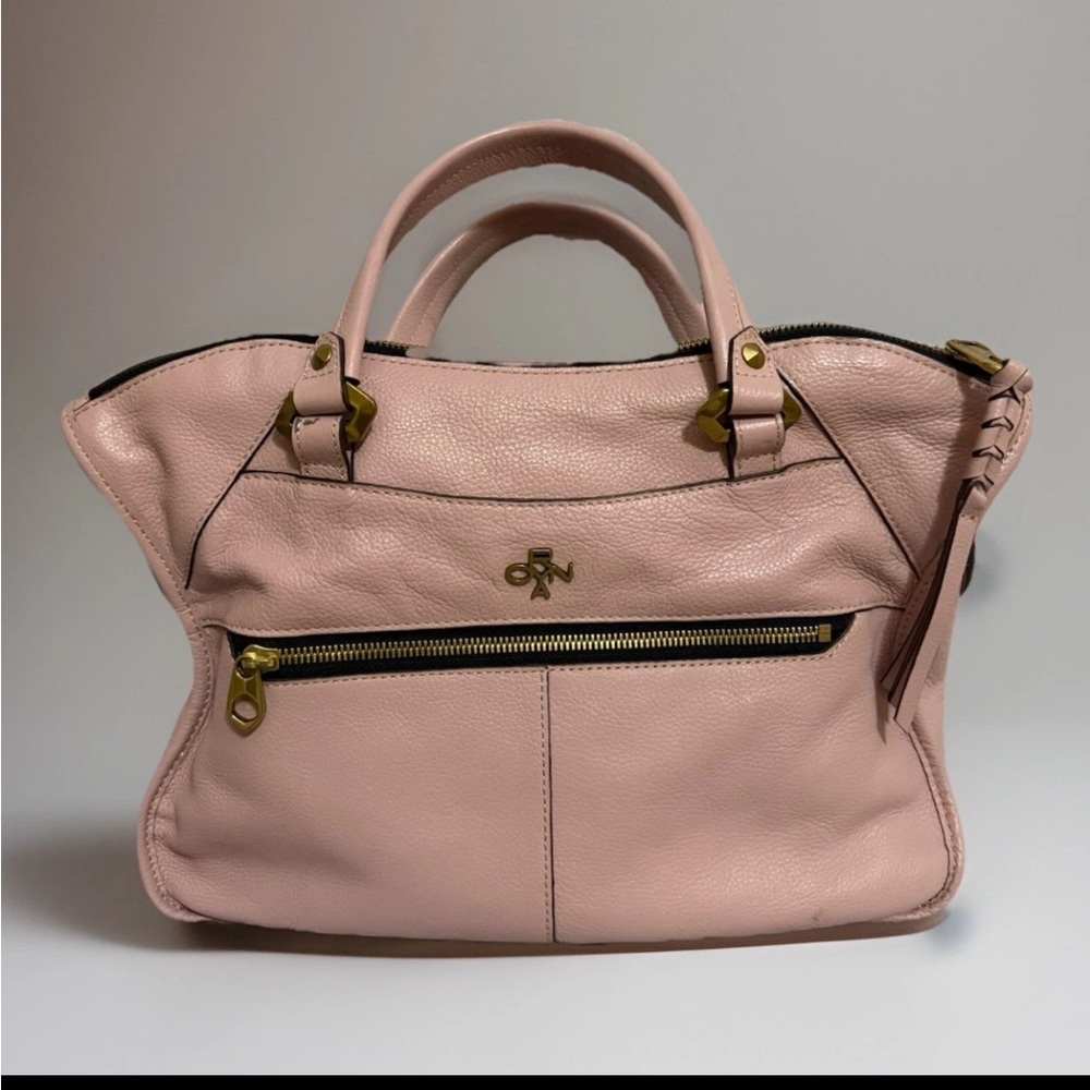 orYANY Dusty Pink Sarah Braided Tassel Soft Leather Satchel Tote